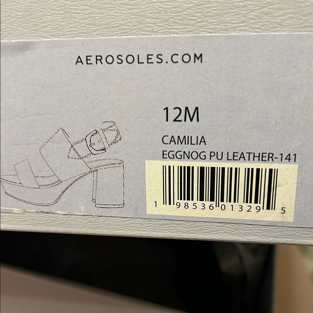 AEROSOLES Camilia eggnog faux leather platform sandals size 12 NWOT - Picture 5 of 10